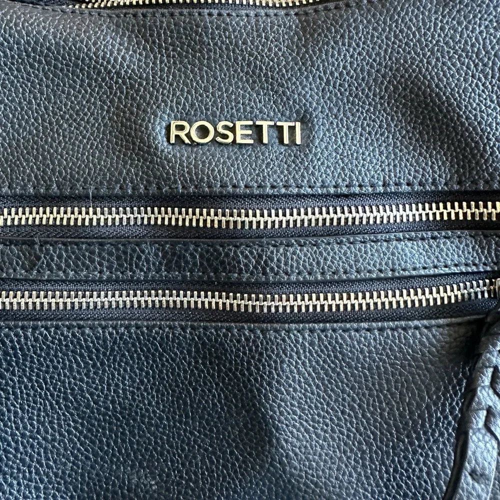 Rosetti Black Pebbled Shoulder Bag Medium Zip Closure Inner/Outer Pockets Strap